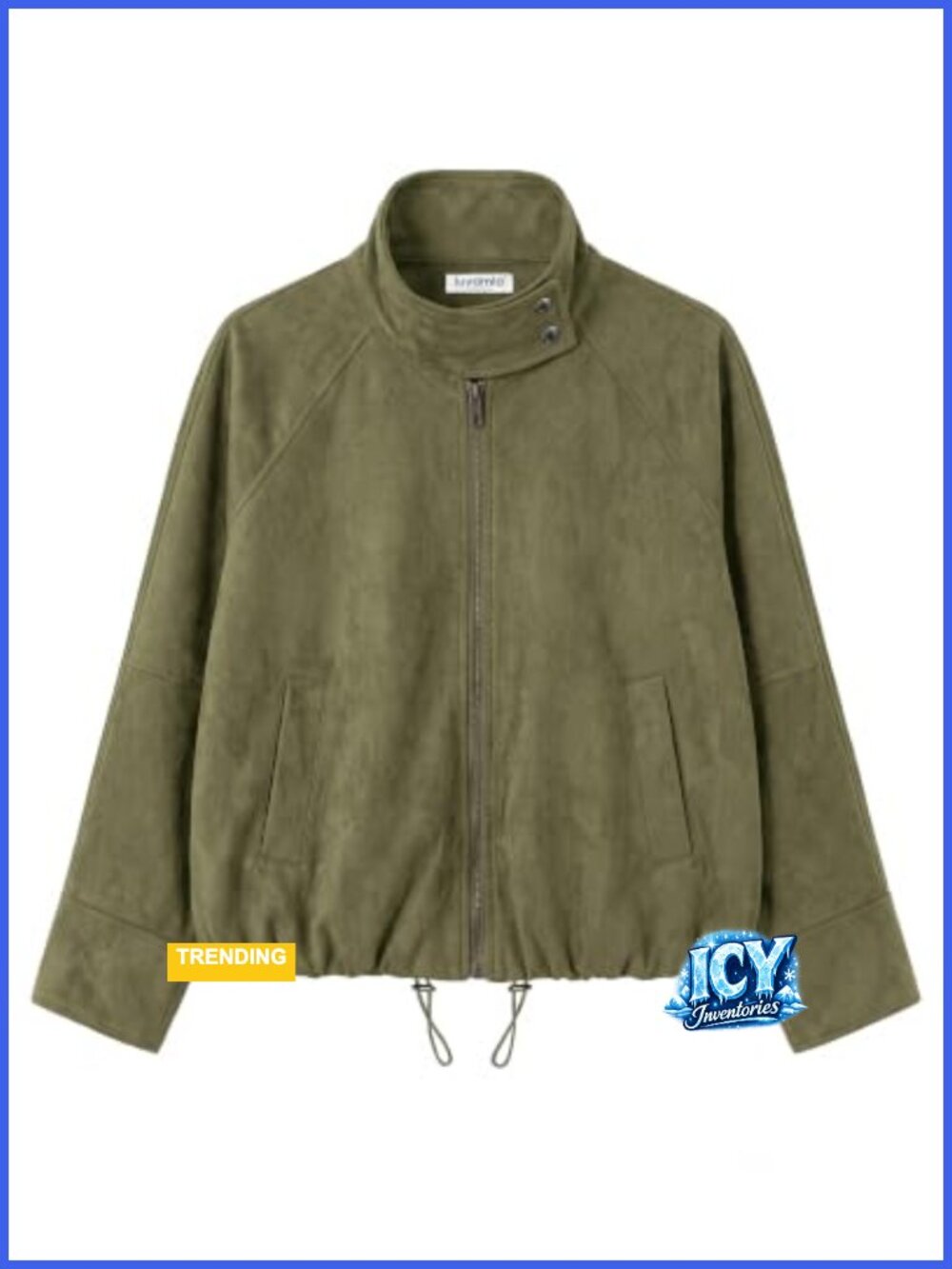 Faux Suede Cropped Jacket Womens Zip Up Funnel Neck Casual Coat